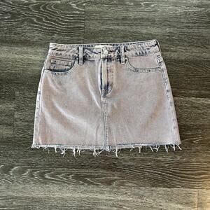 EUC PacSun Faded Purple Denim Low Rise Mini Skirt Size 25 Raw Hem Jean Y2K Style